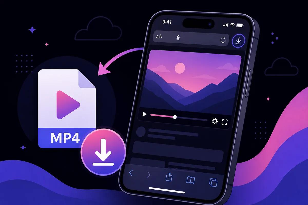 Ilustración de descargar un video de YouTube en iPhone con Safari y ClipSaver