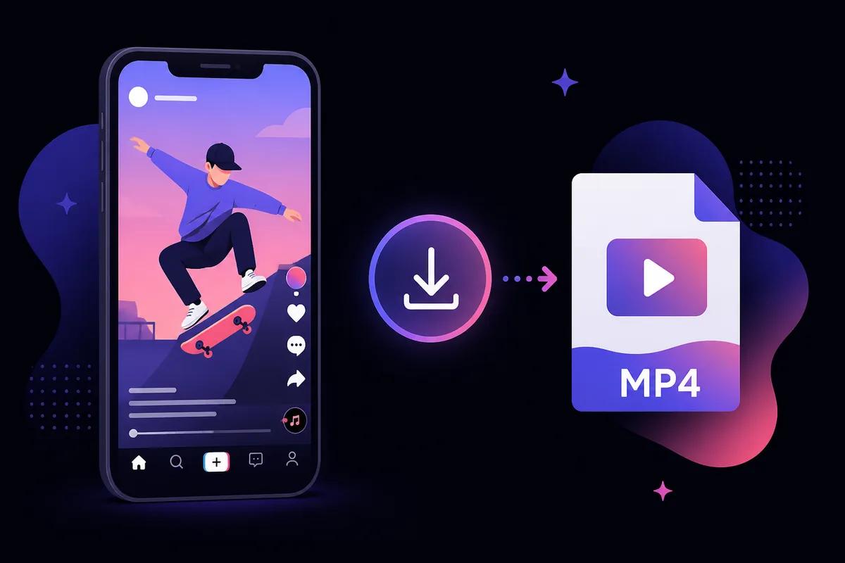 Ilustración de descargar un video de TikTok sin marca de agua al teléfono