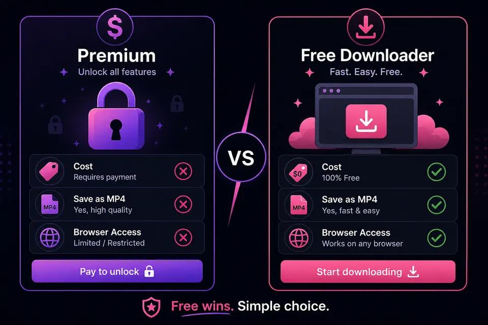 Comparison infographic: YouTube Premium vs ClipSaver for downloading clips
