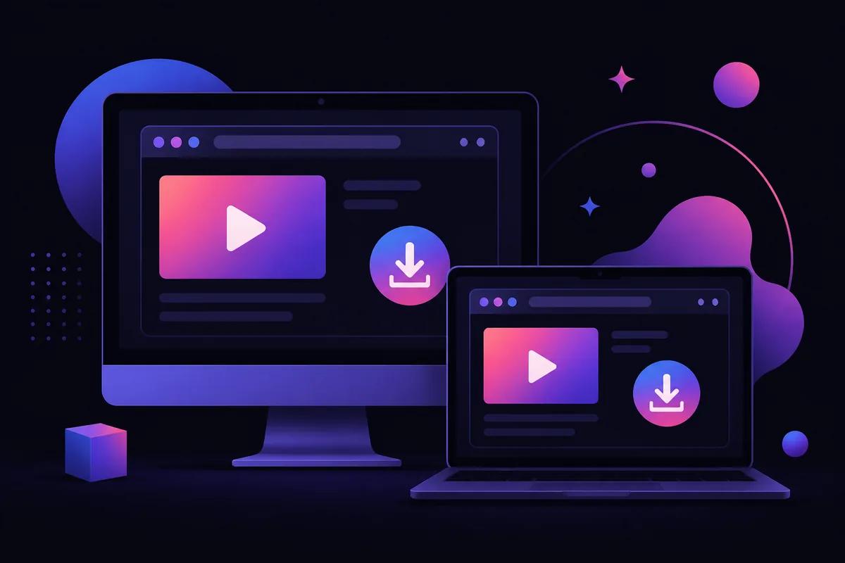 Illustration of downloading a YouTube video to a Windows PC and Mac laptop