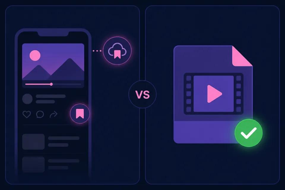 Infografía comparativa: marcadores de X vs ClipSaver para guardar videos de Twitter sin conexión