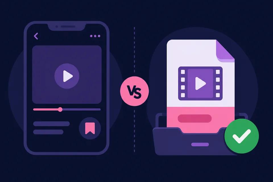 Gráfico comparativo: botón Guardar de Instagram vs ClipSaver para guardar videos sin conexión