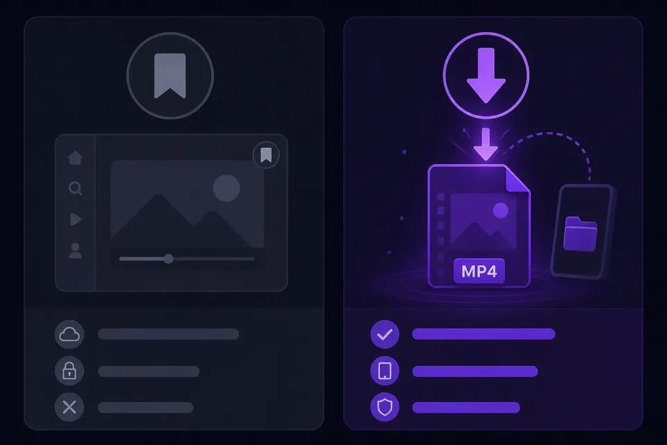 Comparison chart: Instagram Save button vs ClipSaver for saving videos offline